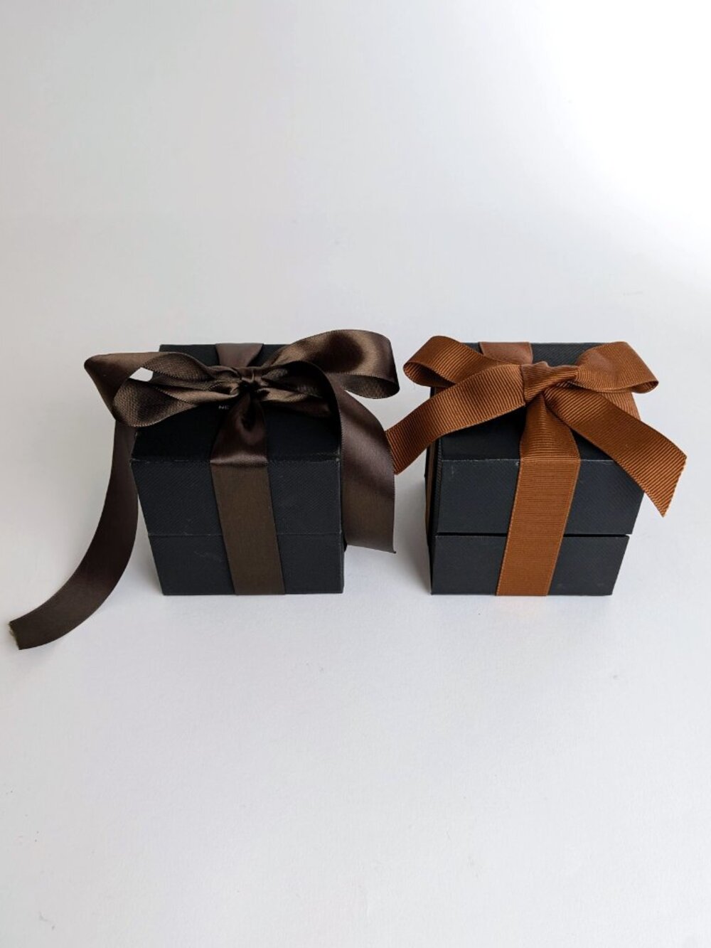 Set of 2 Coach Small Gift Boxes with Brown and Satin Dark Brown Ribbons